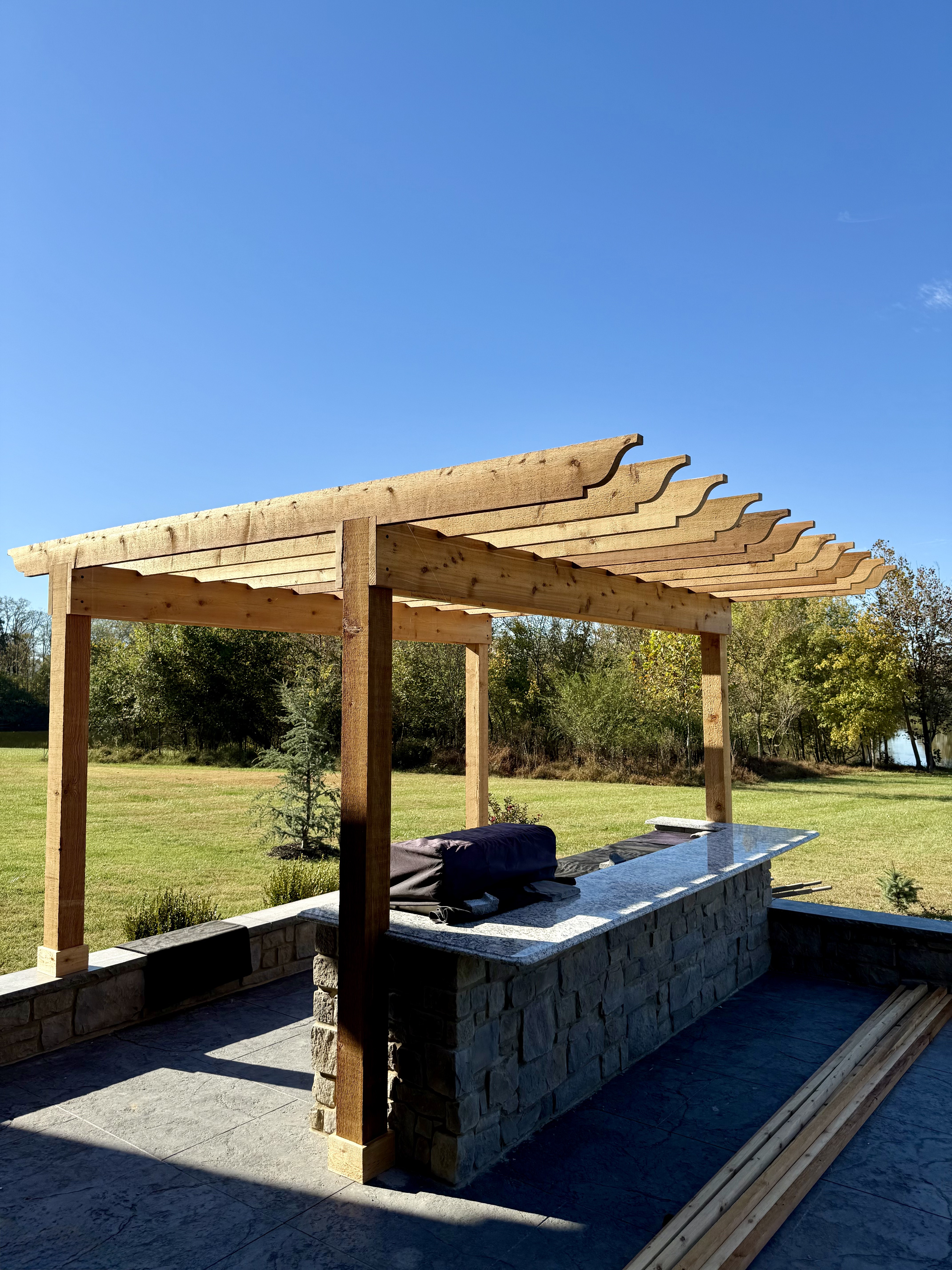 Custom covered pergola outdoor living project