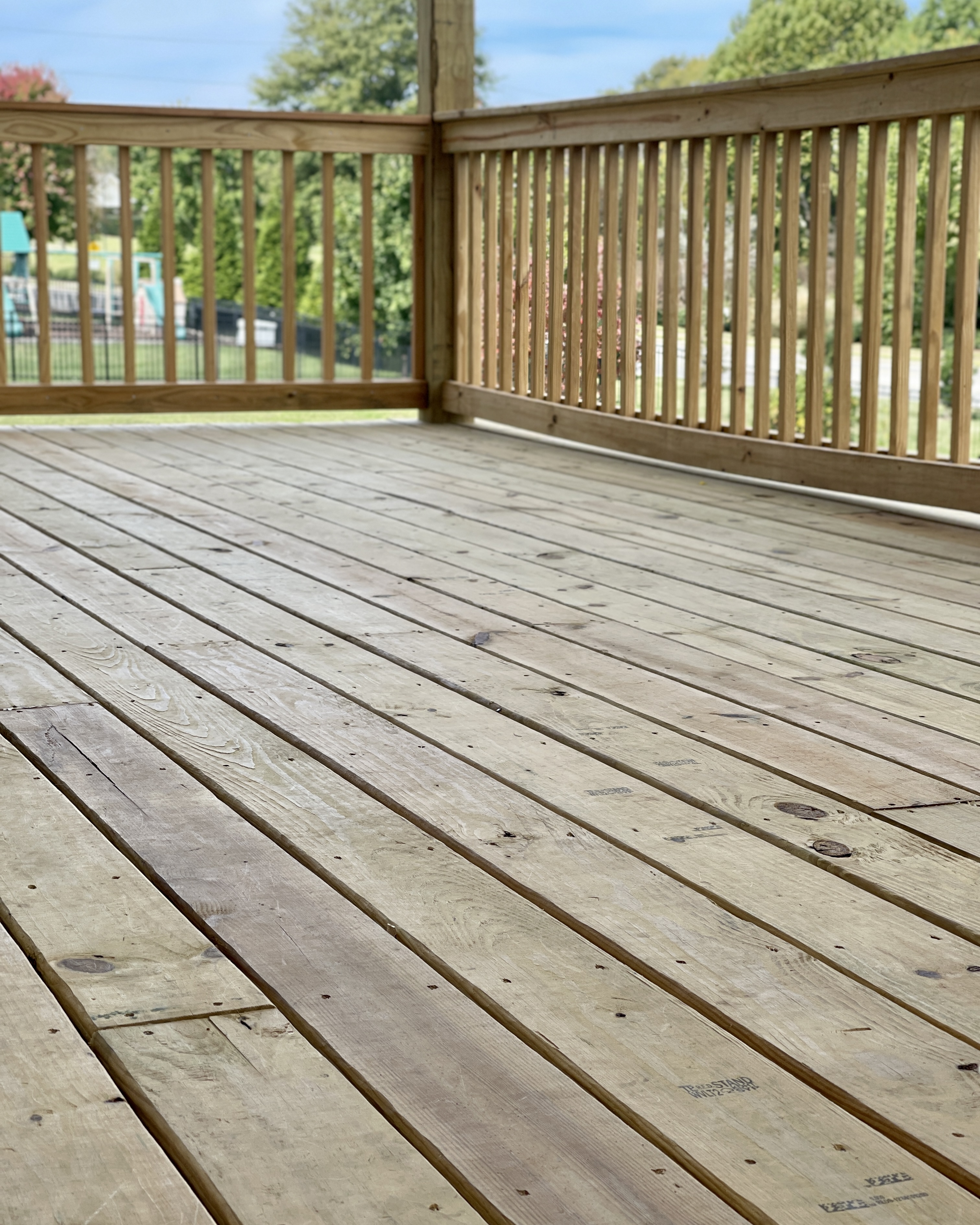 Wood deck and railing outdoor living project
